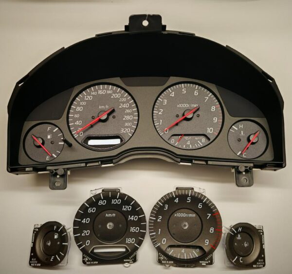 Nissan Skyline R34 gtt gtr Speedometer cluster conversion tacho tachoumbau Nismo mines 320 km/h kph