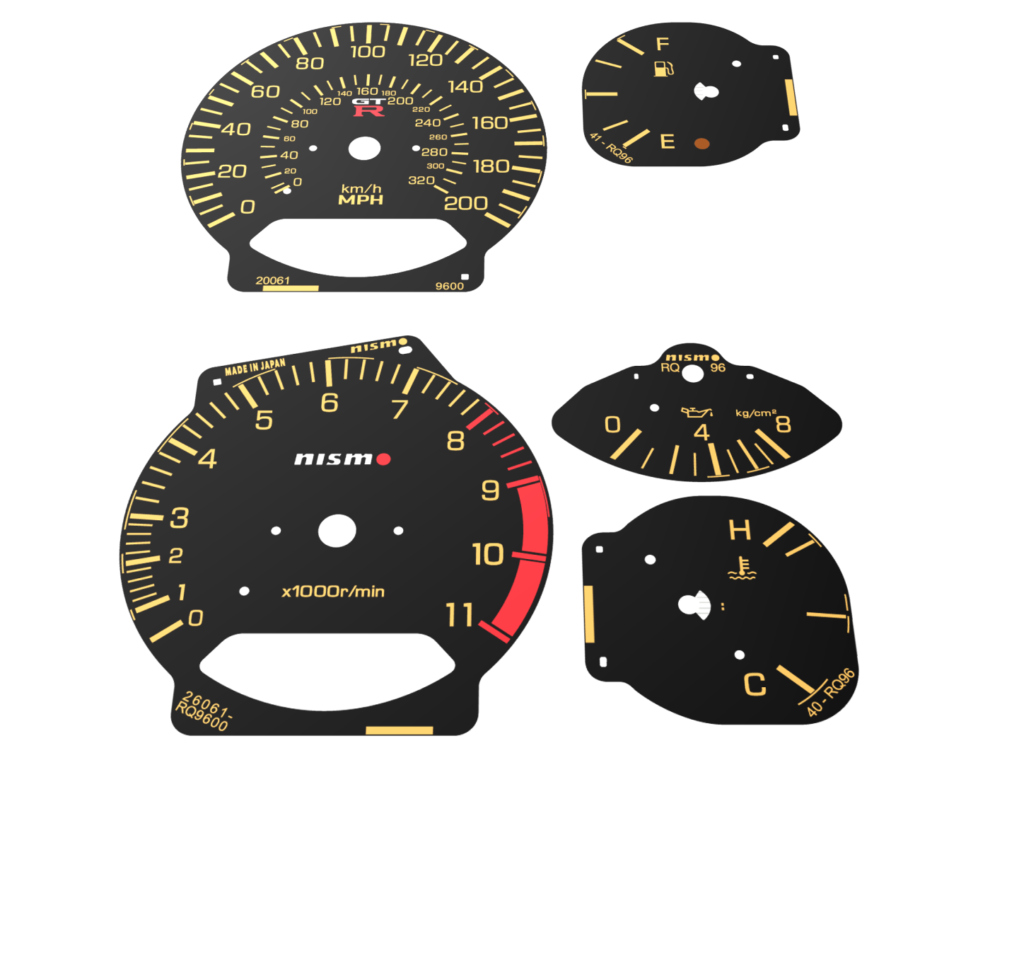 Nissan Skyline R34 Speedometer cluster HKS Nismo Mine's 320 km/h 200 mph